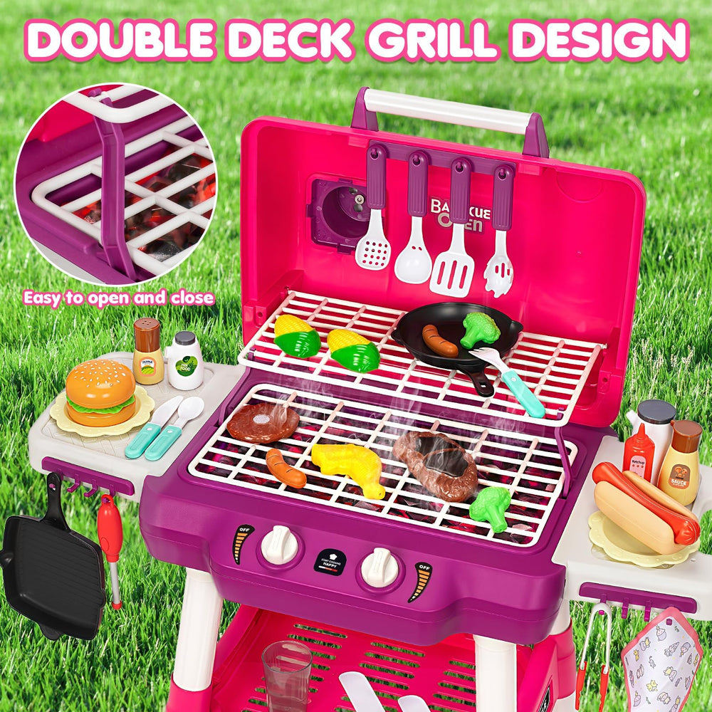 TooyBing Kids BBQ Grill Playset two-tier deck for versatile pretend cooking