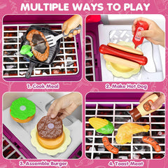 TooyBing Kids BBQ Grill Playset accessory set includes 35 pieces for imaginative play