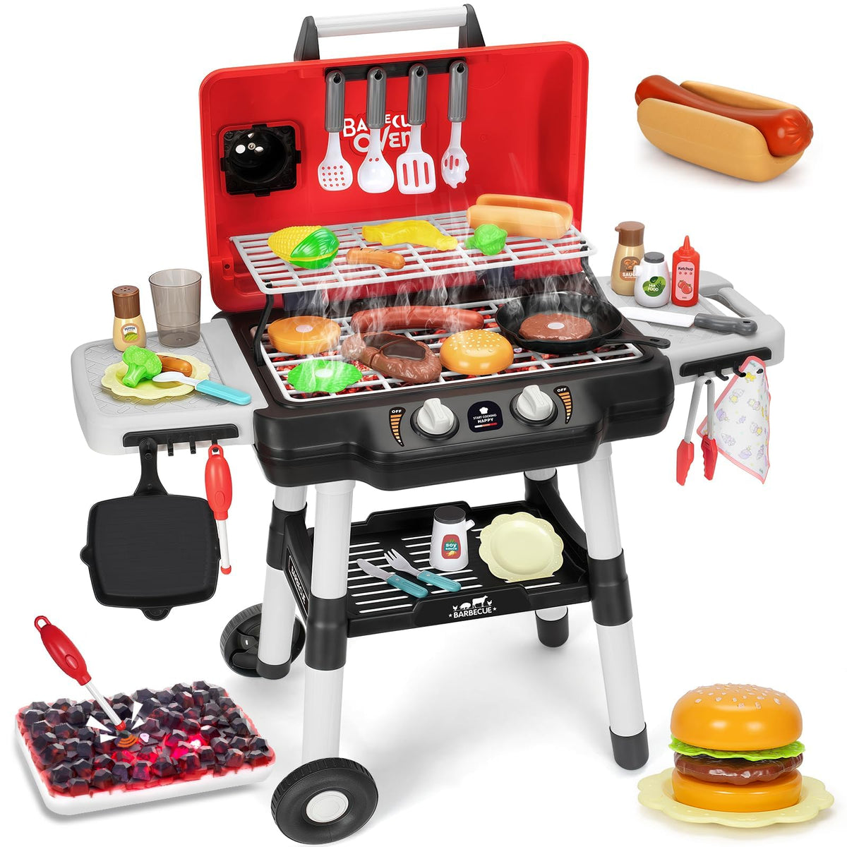 TooyBing kids BBQ grill playset with double grilling space for shared pretend cooking.