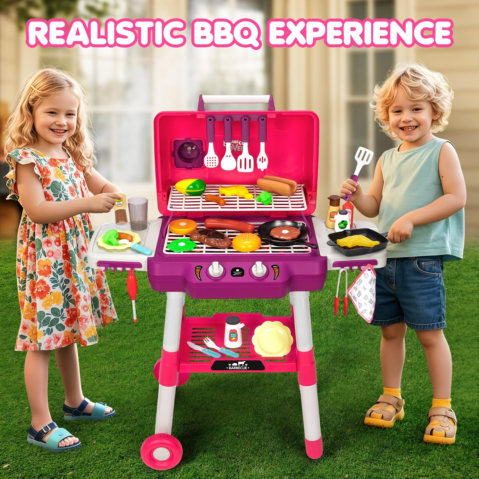 TooyBing Kids BBQ Grill Playset made from durable BPA-free plastic for active play