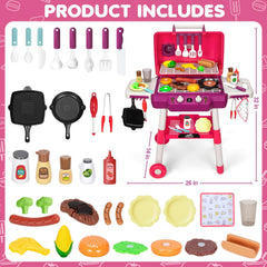 TooyBing Kids BBQ Grill Playset storage space keeps tools organized after play