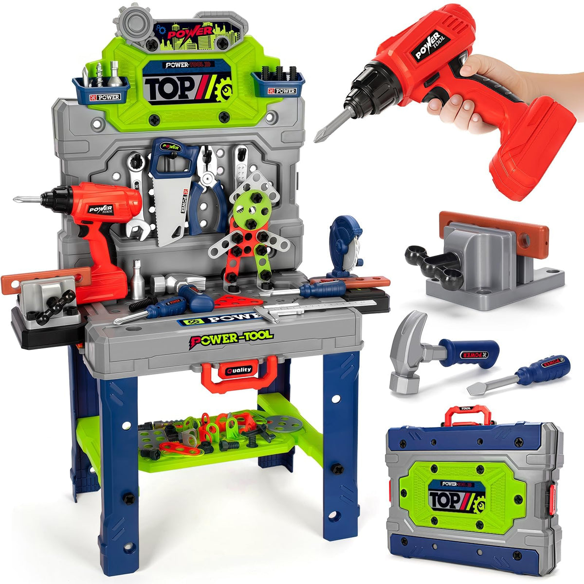 TooyBing electric drill in action for pretend play and skill-building