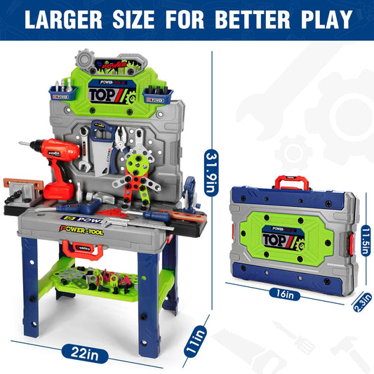 TooyBing compact workbench area provides a spacious surface for pretend assembly
