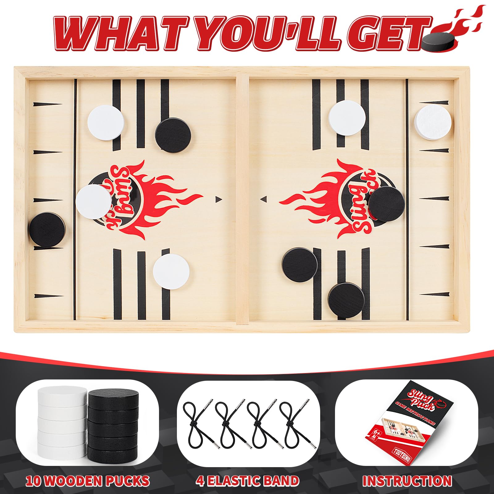 TooyBing slingshot puck game pucks enable quick rounds and accurate shots.