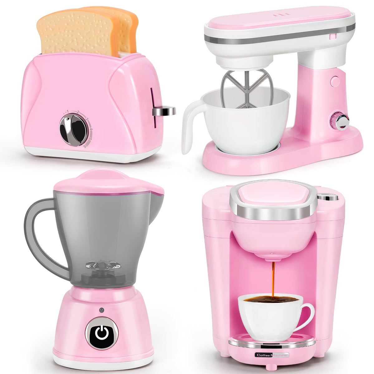 TooyBing pink play kitchen coffee maker toy with sound for imaginative pretend play