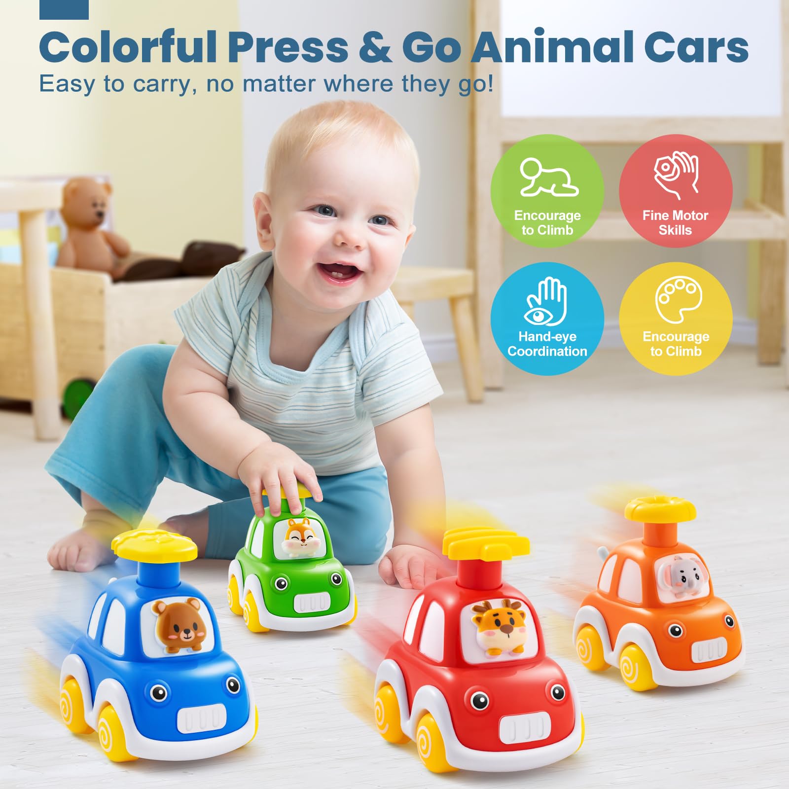 TooyBing press and go fountain button promotes tactile play for toddlers