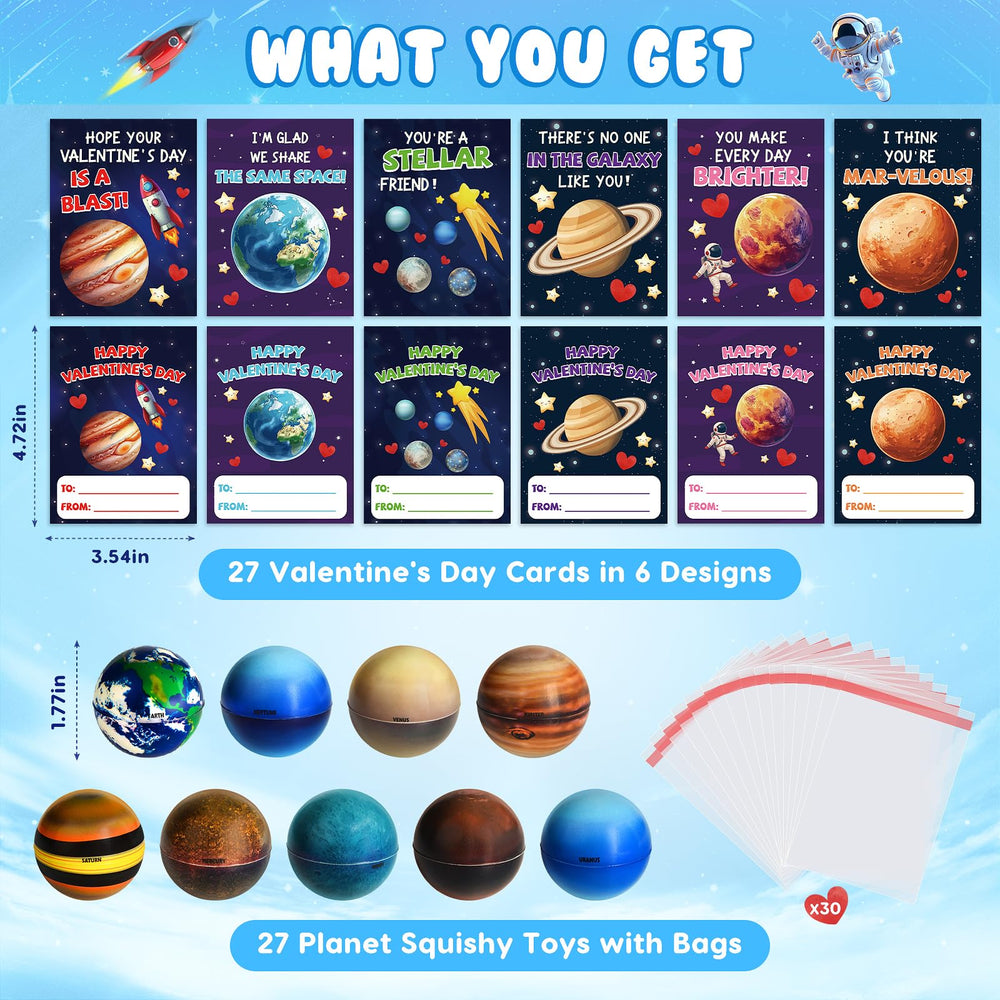 TooyBing valentines cards space-themed with messages for classmates