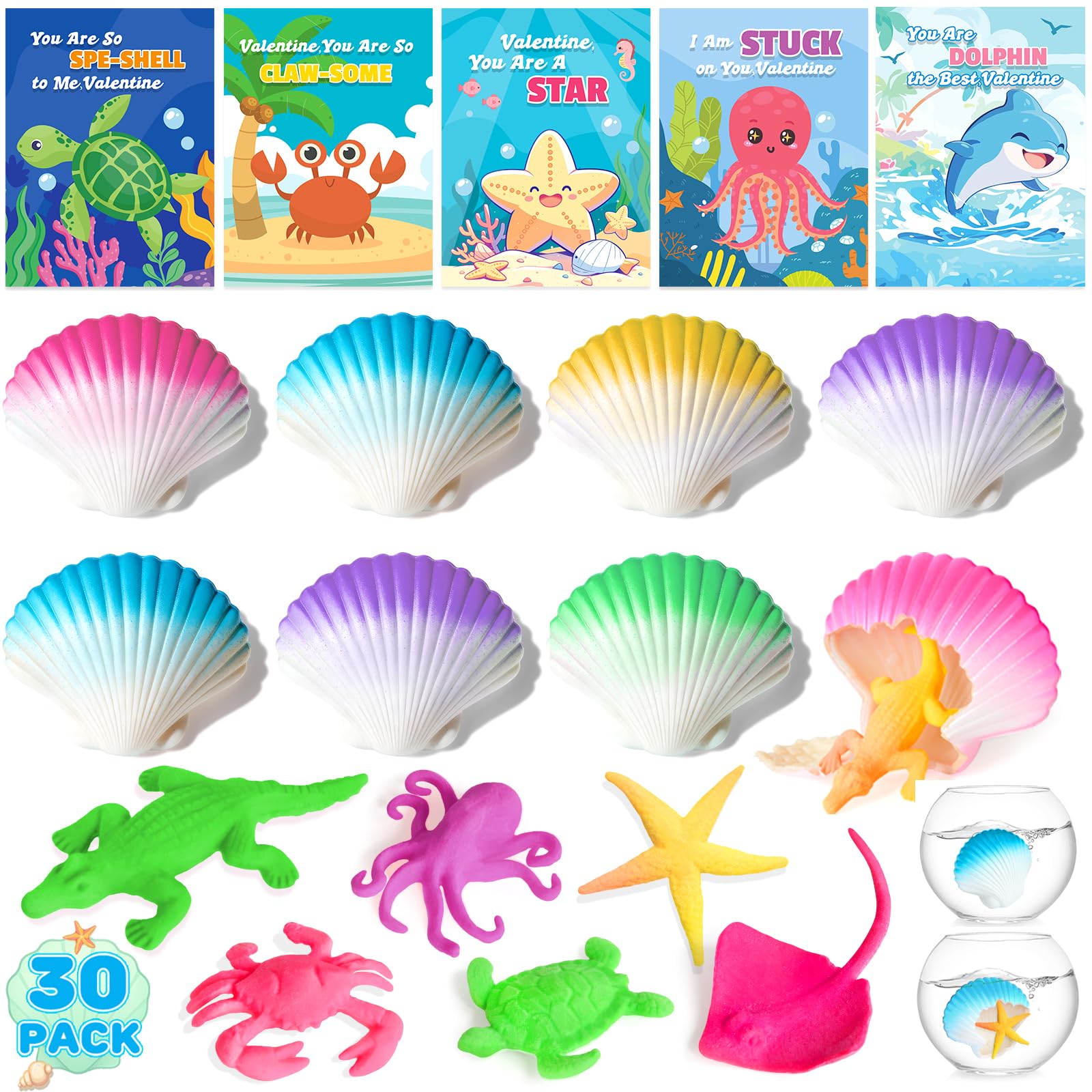 TooyBing seashell bundle in vibrant colors for classroom Valentine gifts