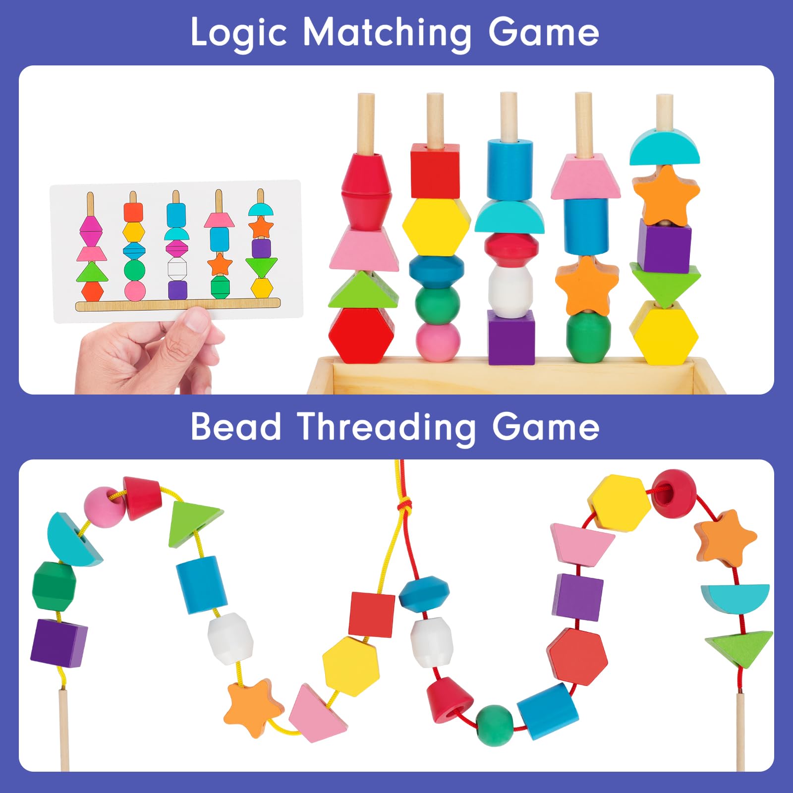 Wooden pillars and stands from TooyBing set enabling stable stacking play