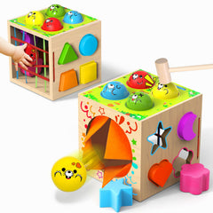Tooysea 4-in-1 Montessori cube with shape sorting boosts fine motor skills.