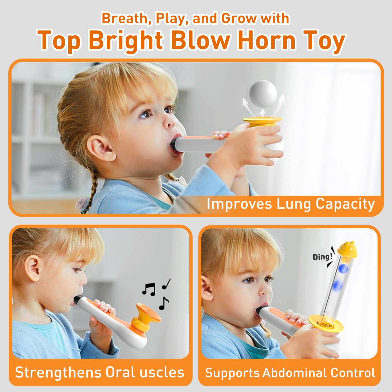 TOP BRIGHT floating pipe balls promote visual tracking during play.