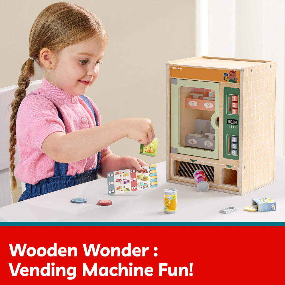 TOP BRIGHT vending machine with drawer illustrates organized storage for playtime.