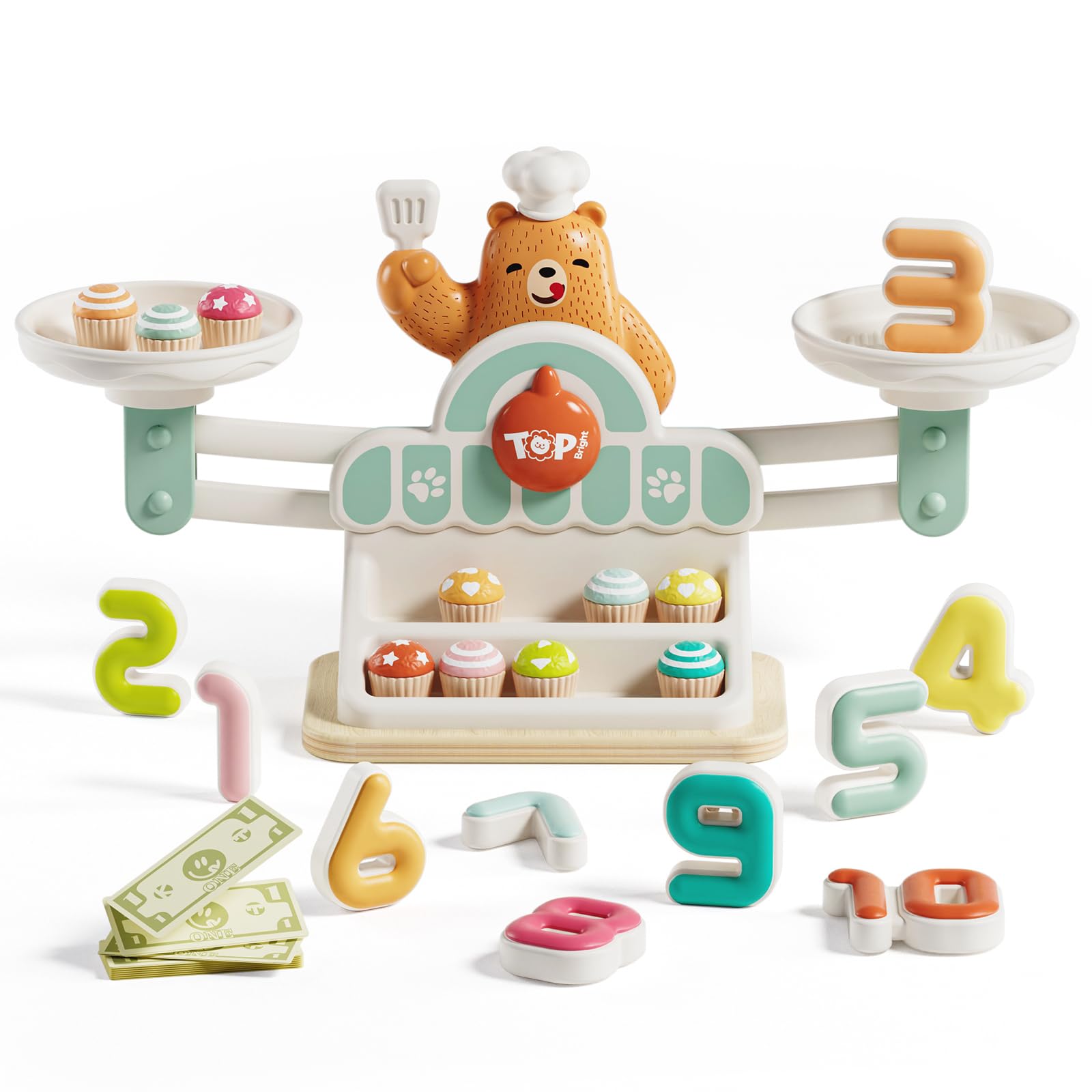 Top Bright Balance Math Game with bear scale for hands-on counting practice.