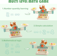 Top Bright Balance Math Game includes paper money for pretend buying and selling.