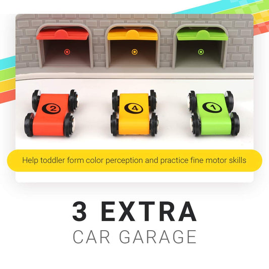 TOP BRIGHT car ramp toy four cars kit boosts color recognition and counting