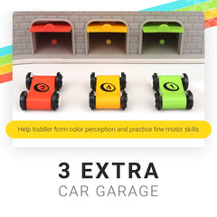 TOP BRIGHT car ramp toy four cars kit boosts color recognition and counting