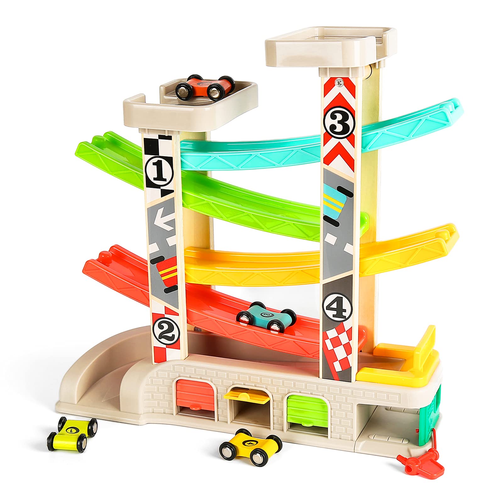 TOP BRIGHT car ramp toy with rooftop parking enhances imaginative play and hand-eye coordination