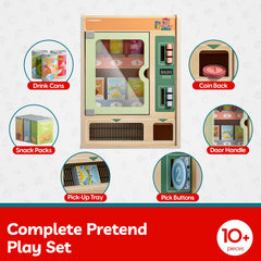 TOP BRIGHT coins dropping action highlights cause-and-effect learning during pretend shopping.