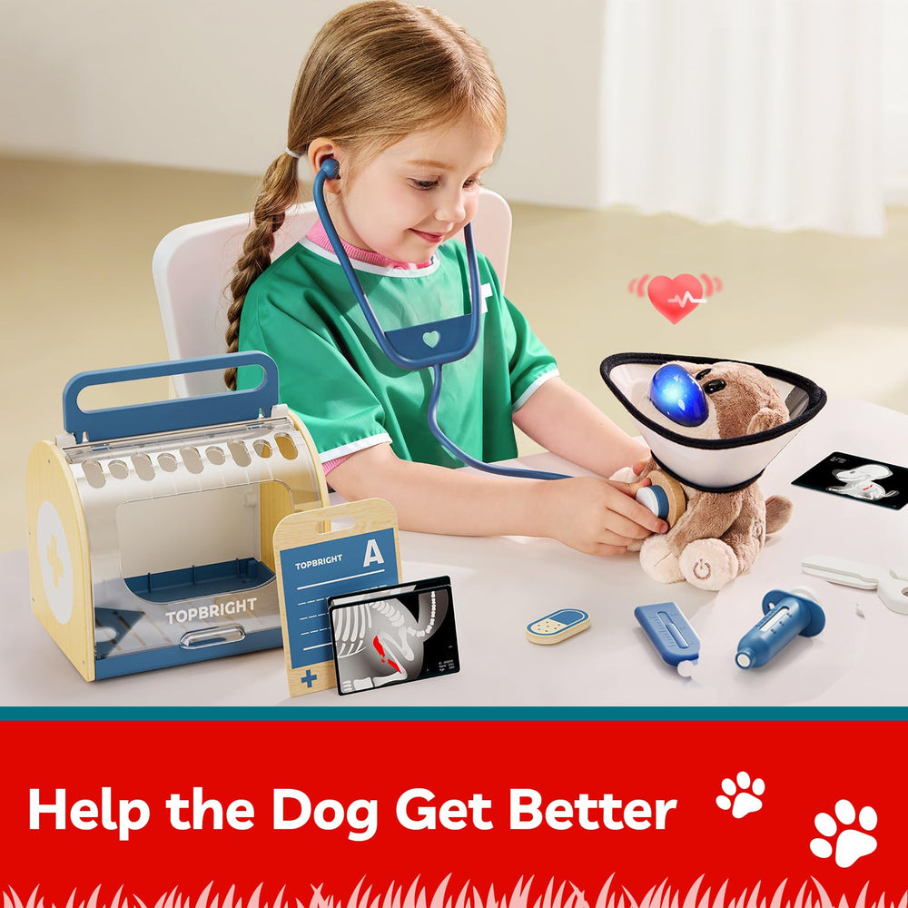 Blue TOP BRIGHT doctor costume and accessories support interactive role play.