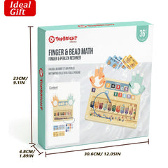 Top Bright finger math toy demonstrates counting, addition, and subtraction through play.