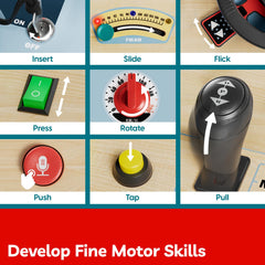 Top Bright Busy Board gear shift action emphasizing fine motor control