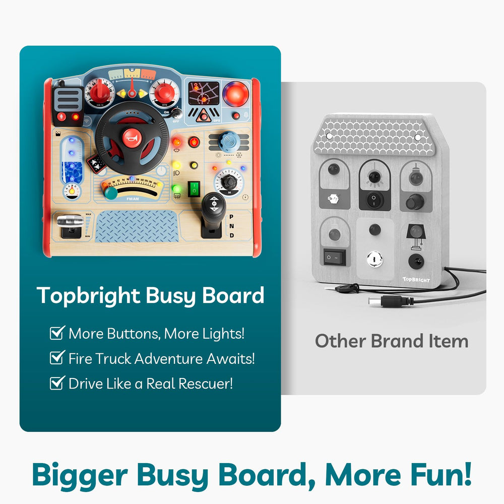 Top Bright Busy Board large surface area enabling multiple features to be explored