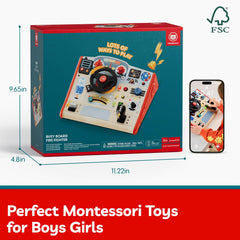 Top Bright Busy Board packaging and travel-friendly design ideal for on-the-go play