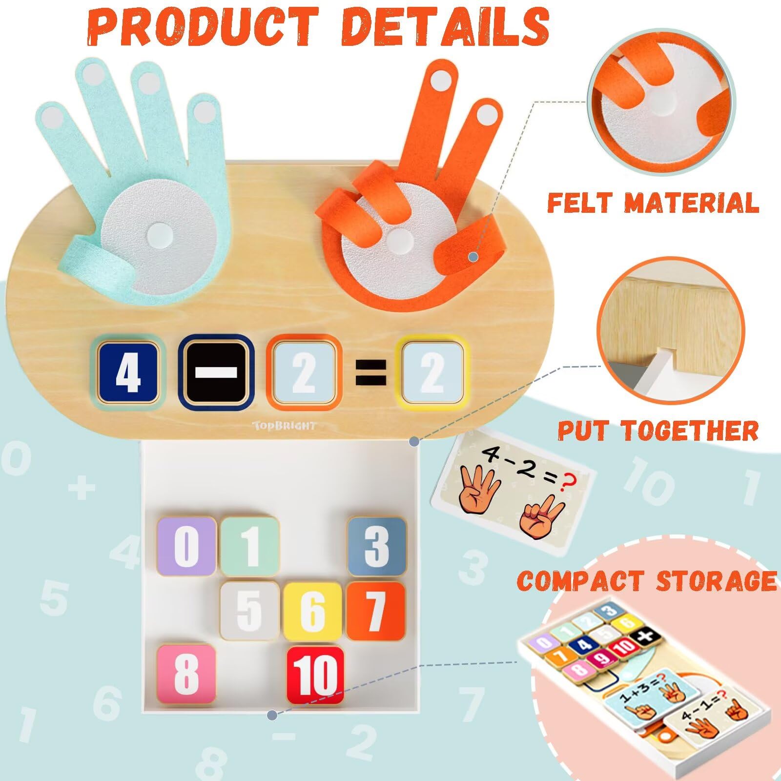 TOP BRIGHT Safe Durable Materials emphasizes premium non-toxic construction and child-friendly design.