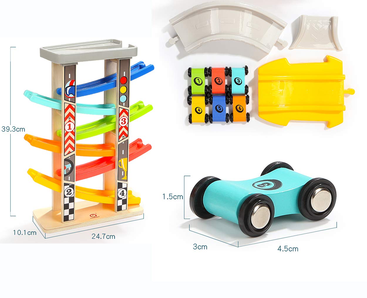 Top Bright wooden race track storage-friendly design keeps pieces organized.