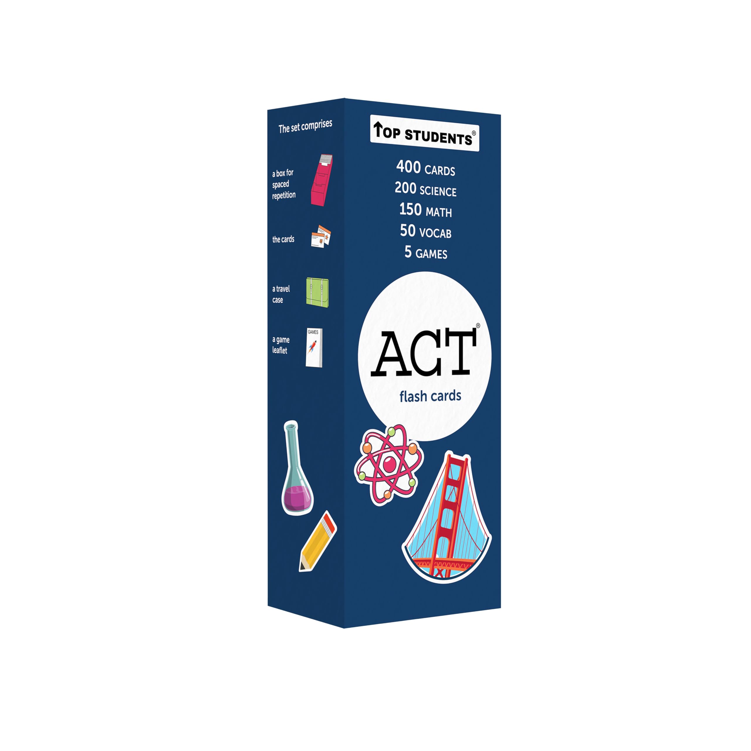 TOP STUDENTS ACT flash cards box for classroom and home study.