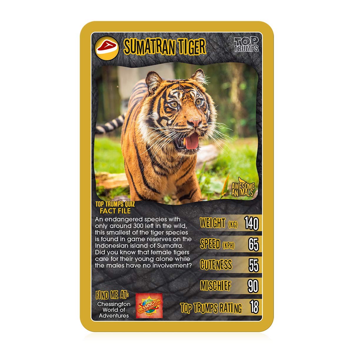 Top Trumps Awesome Animals travel-compact deck fits easily in a bag.