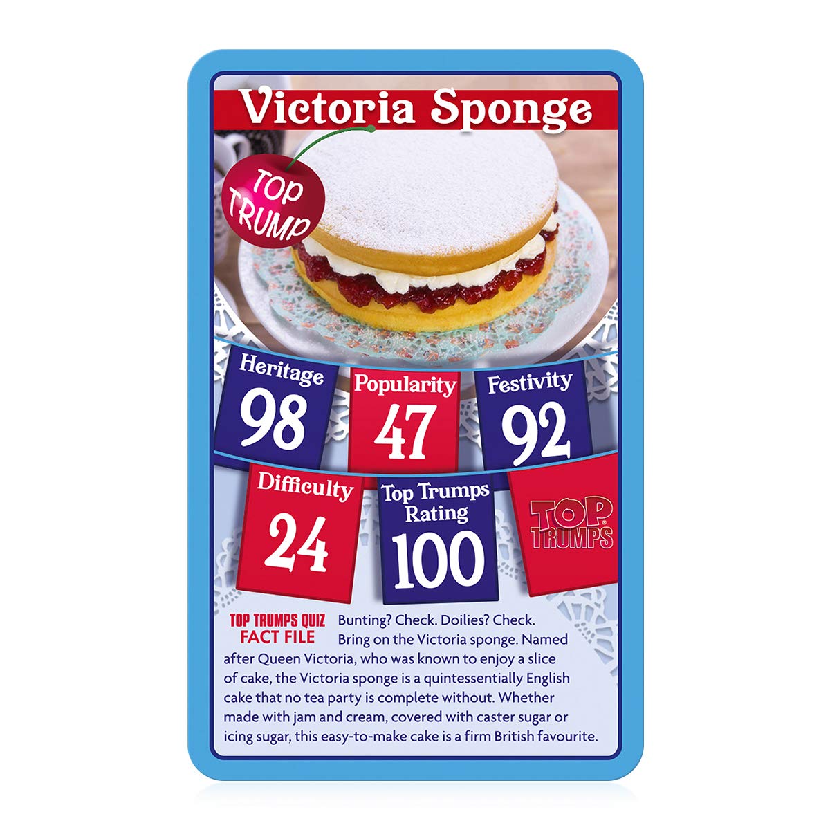 Top Trumps British Bakes cards fanned for quick cake trivia
