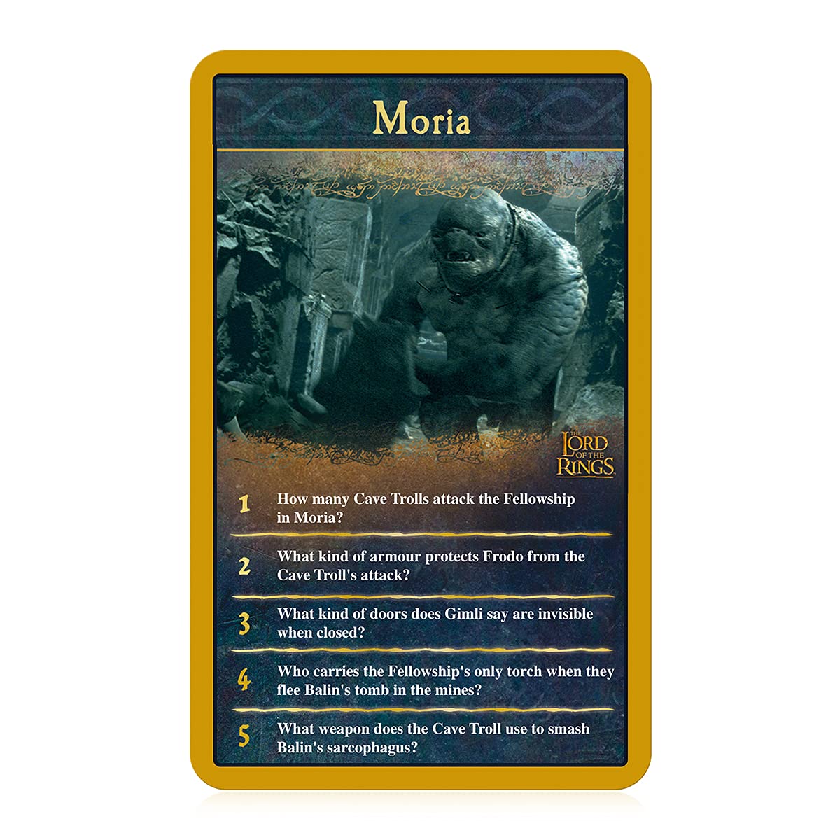 Top Trumps LOTR quiz card Gandalf image adds excitement for friends and fans during games