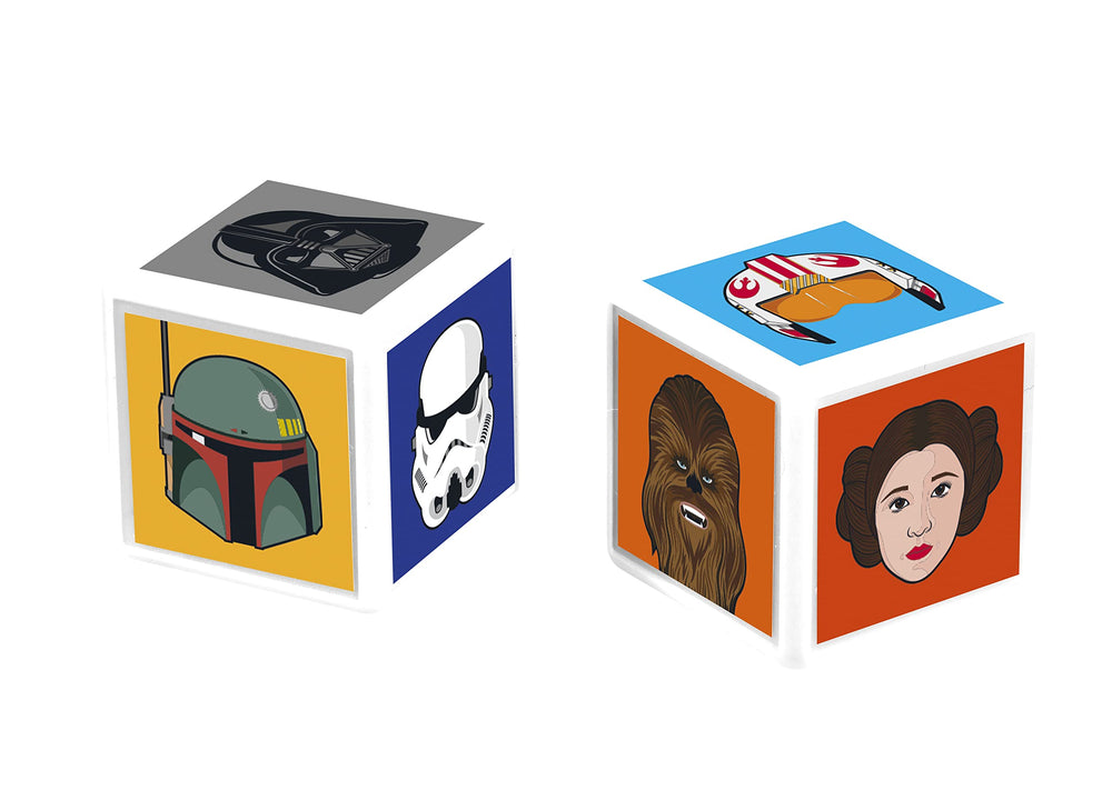 In-action play setup showing lines and strategy in Top Trumps Match Star Wars Crazy Cube Game.