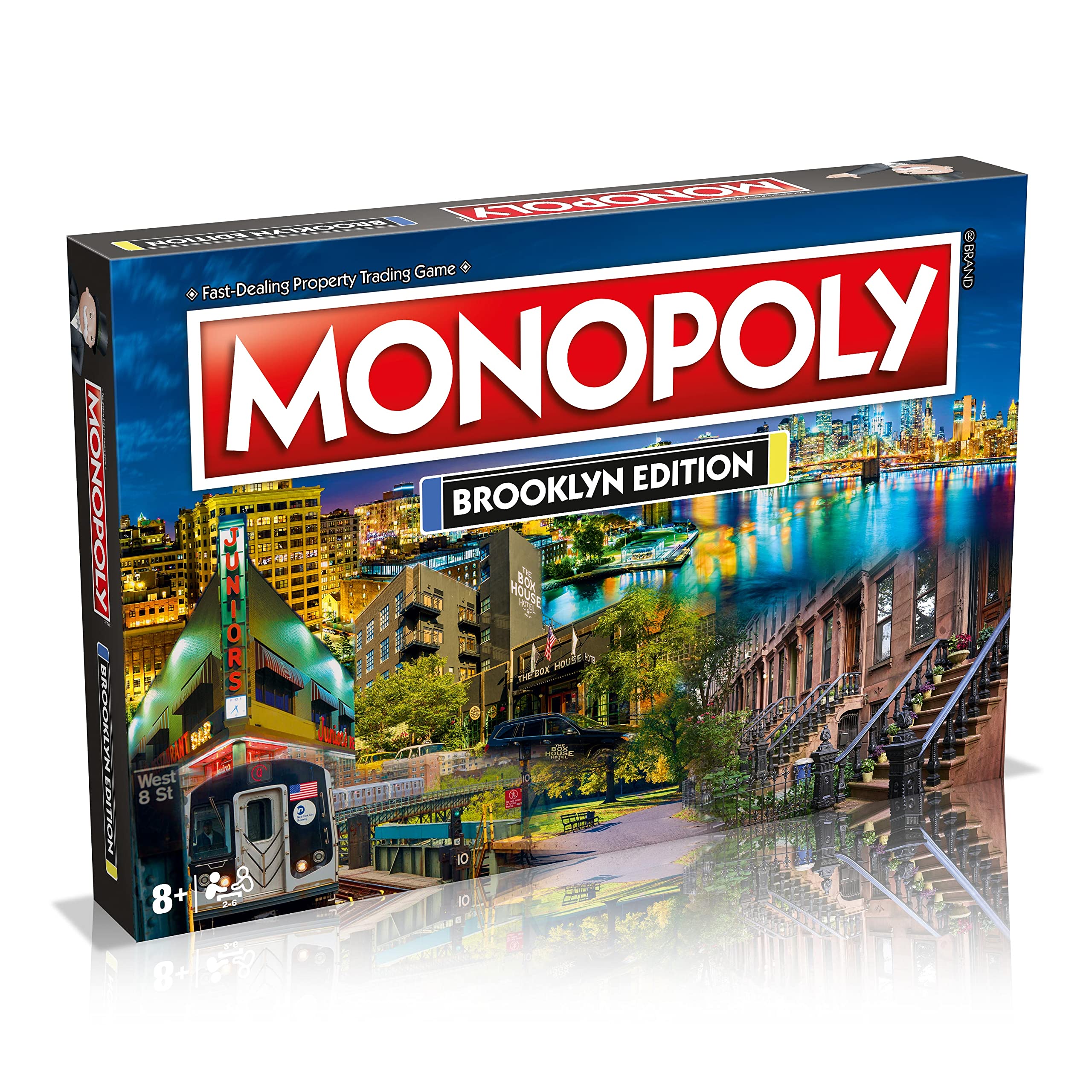 Top Trumps Monopoly Brooklyn Edition game board featuring Brooklyn landmarks for family nights