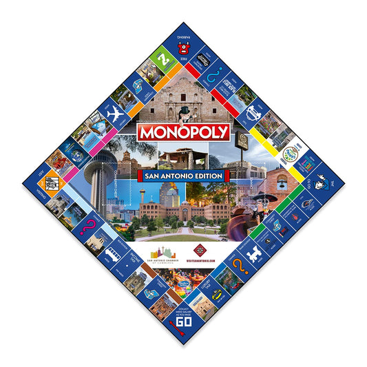 Alamo-focused card deck in Top Trumps Monopoly San Antonio Edition for learning landmarks