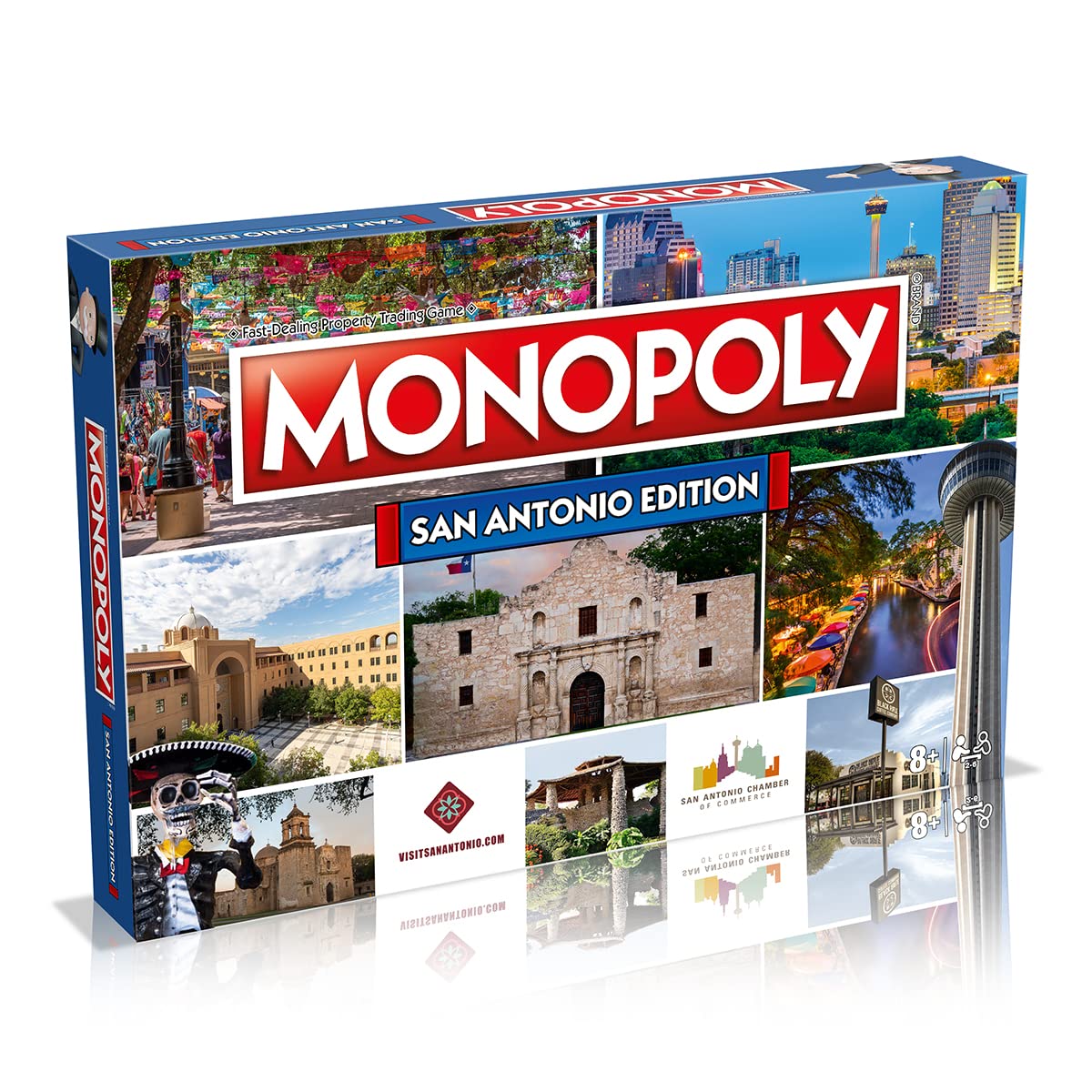 Top Trumps Monopoly San Antonio Edition gameboard with the Alamo for family game night