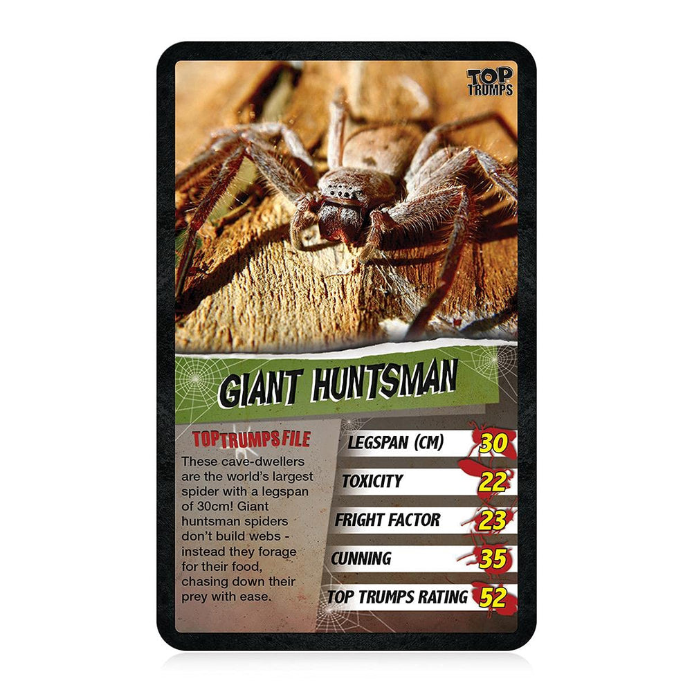 Top Trumps Spiders Classics black-widow-card features fright-factor trivia and comparison