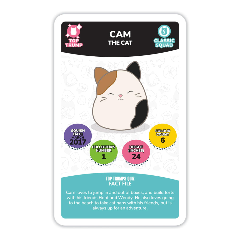 Top Trumps Squishmallows attribute flip highlights stats for decision making.