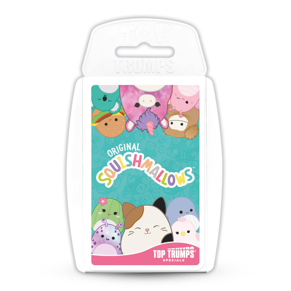 Top Trumps Squishmallows card game deck showing colorful characters for learning fun.