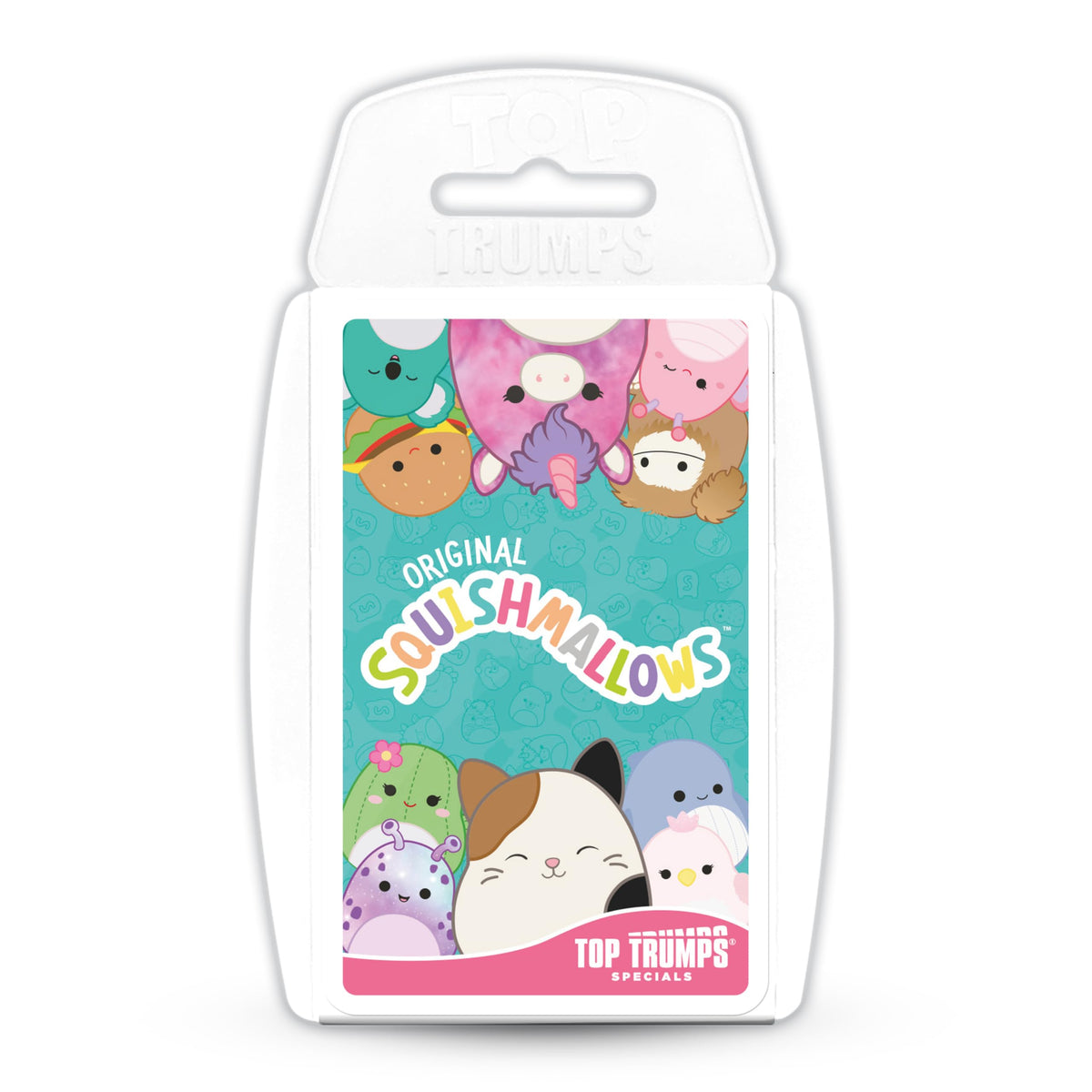 Top Trumps Squishmallows card game deck showing colorful characters for learning fun.