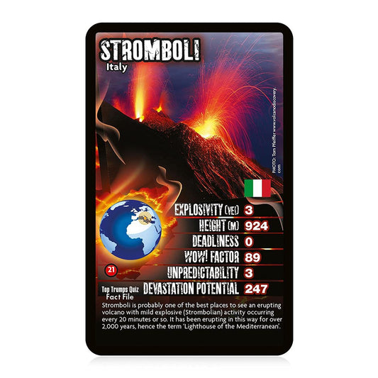 Top Trumps Volcanoes Stromboli card—friendly competition with fascinating facts.
