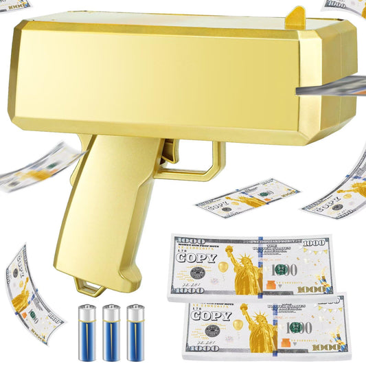 Topchild Gold Money Gun Shooter in action for party fun and money rain