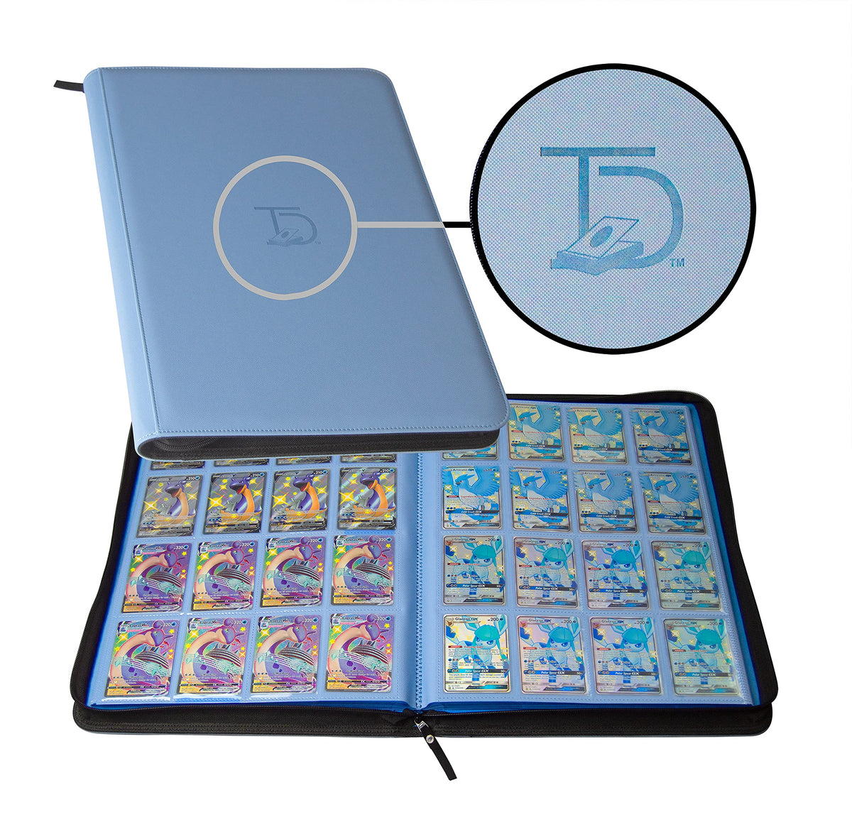 TopDeck 1000-card binder with blue cover keeps collections neat and ready to display