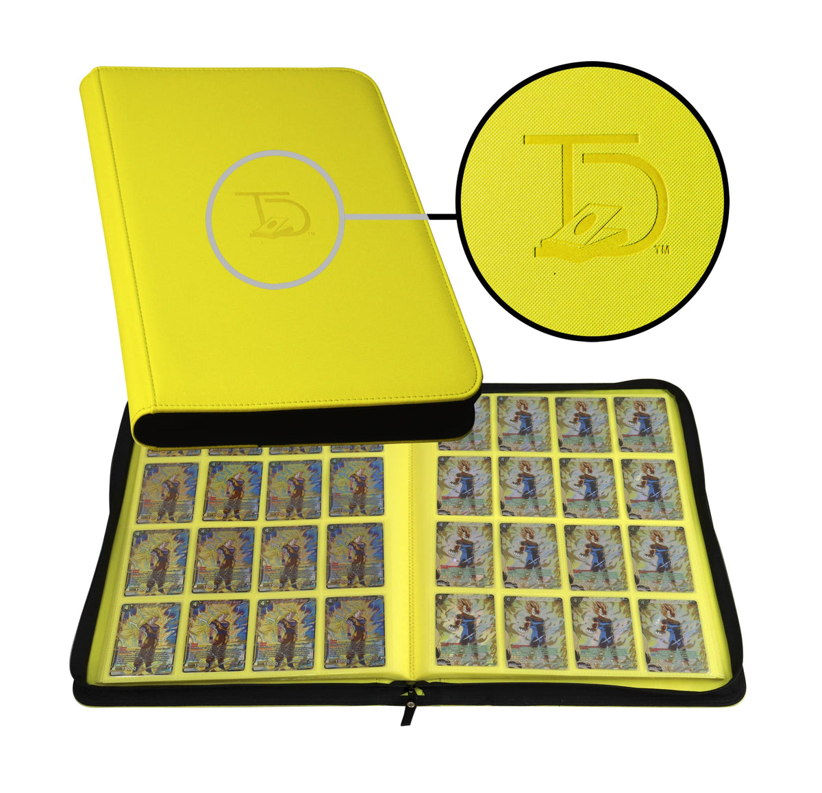 TopDeck TCG Binder Yellow, 16-pocket side-loading for secure, organized card storage