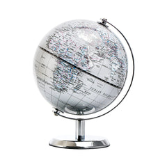 Topglobe 5.5-inch world globe in silver finish for desks and classrooms