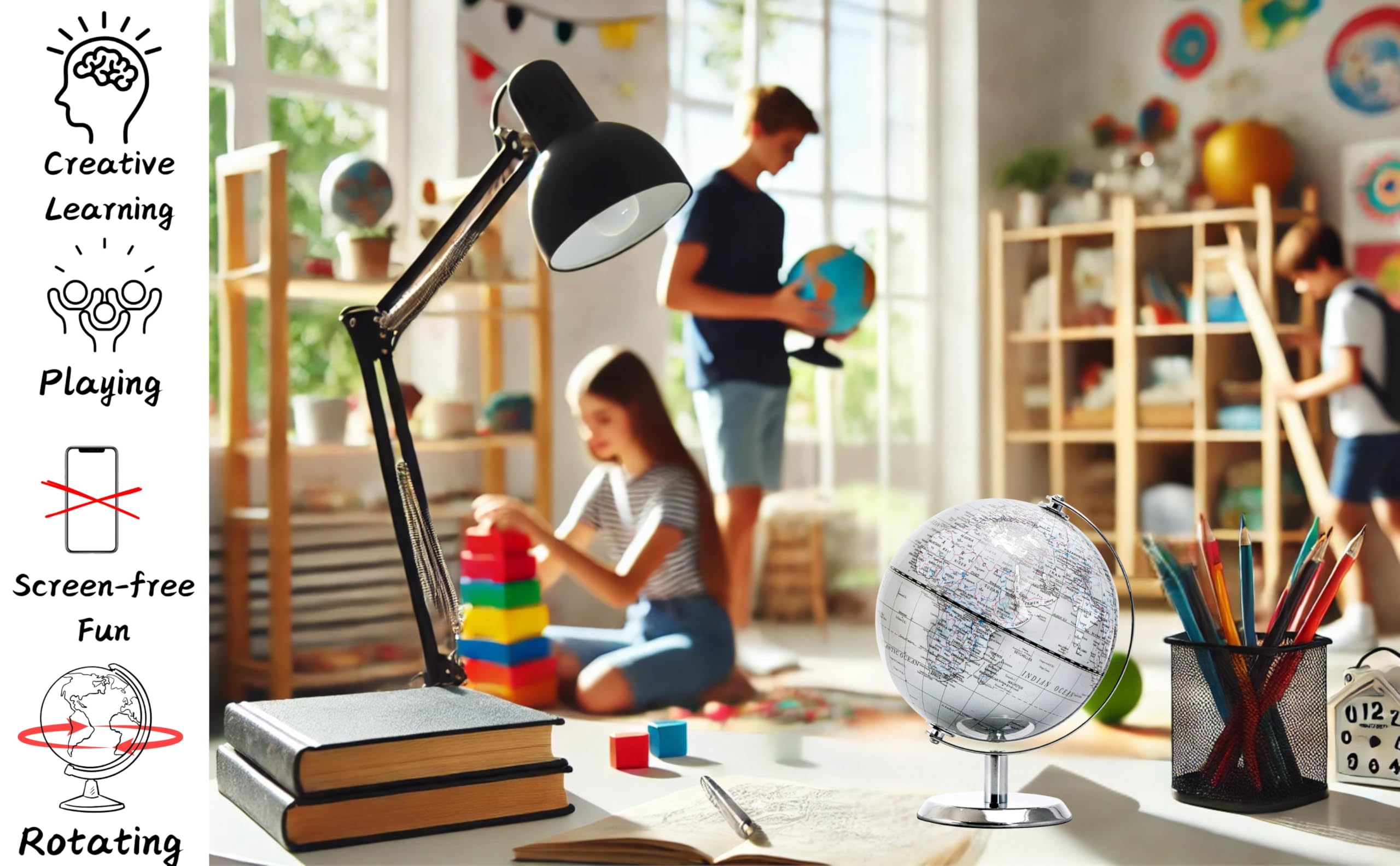 Topglobe globe highlights capitals and major cities for study sessions