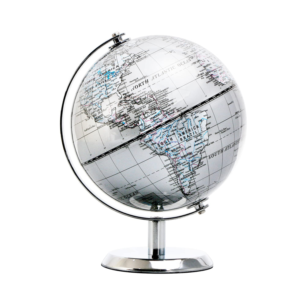 Topglobe silver globe adds contemporary decor to home or office