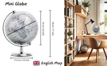 Topglobe stainless-steel arc and base provide durable, modern support