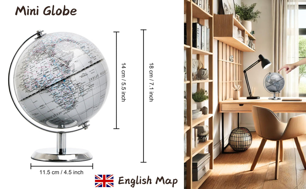 Topglobe stainless-steel arc and base provide durable, modern support